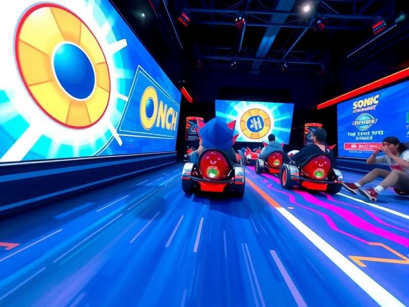 Sonic Hyper Sprint gameplay screenshot showing high-speed racing action